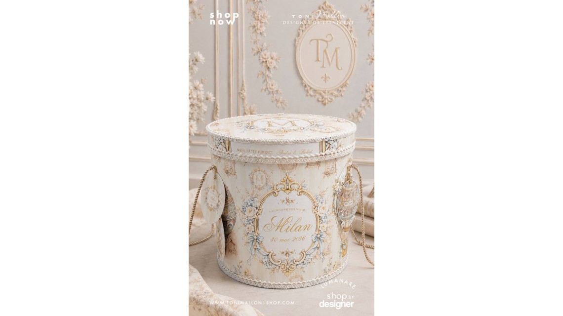 Trusou Botez Atelier Paris Carusel Vintage Monogramă Regală Balon cu Aer Cald 6